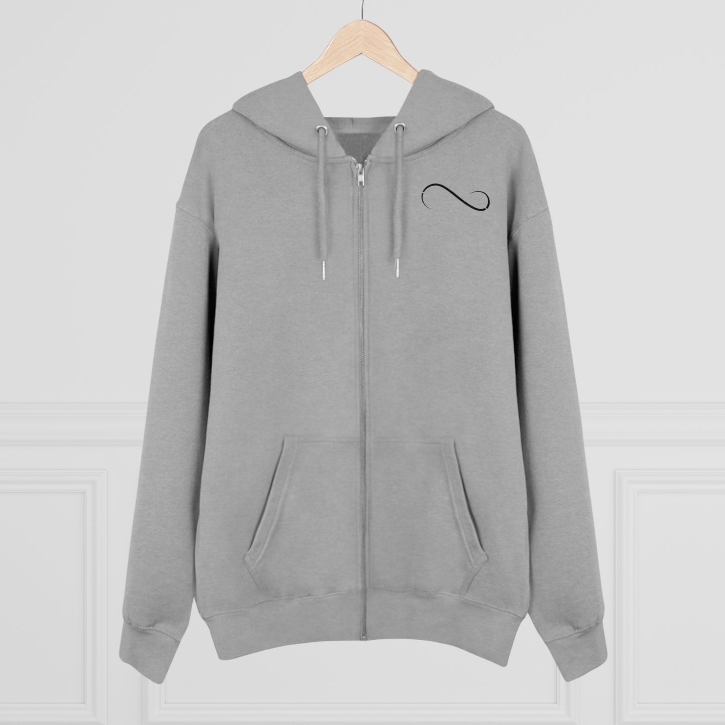 Theta Essential Zip-up Hoodie Sweatshirt-grey
