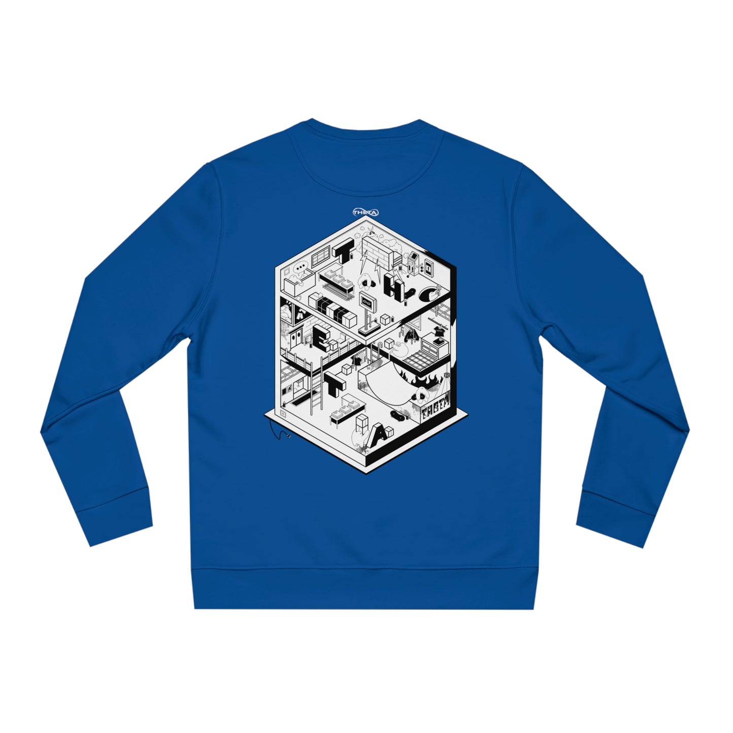 Theta Factory Graphic Sweatshirt=blue