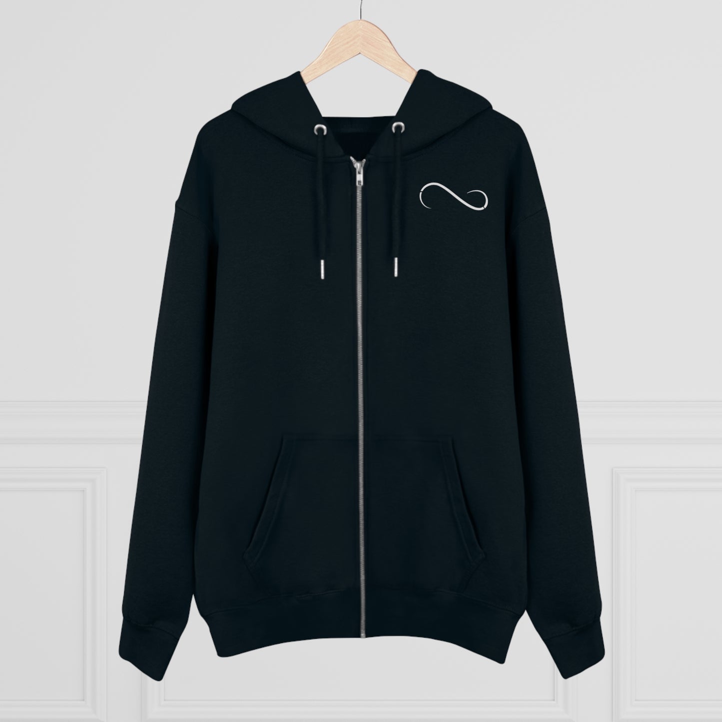 Theta Essential Zip-up Hoodie Sweatshirt-black