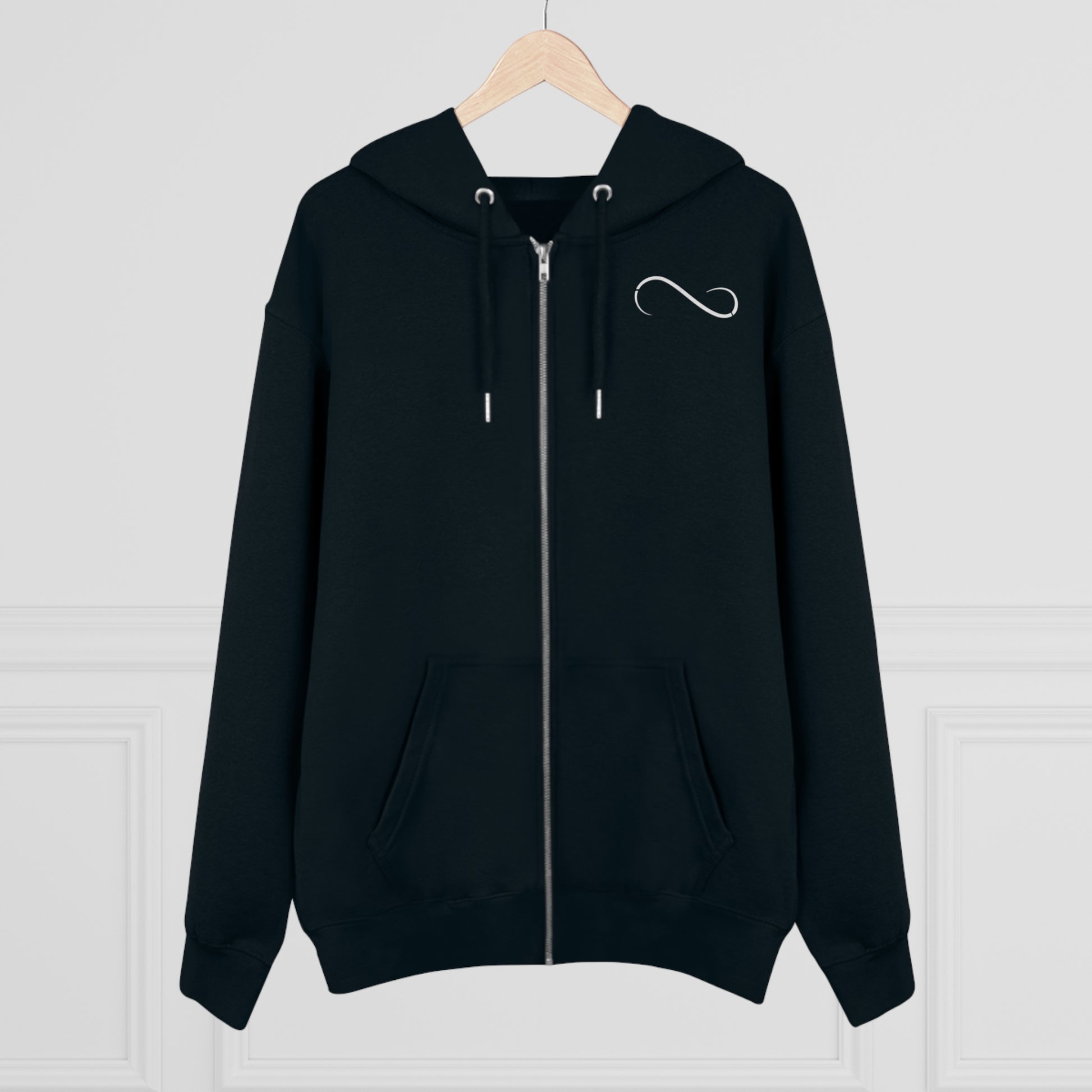 Theta Essential Zip-up Hoodie Sweatshirt-black