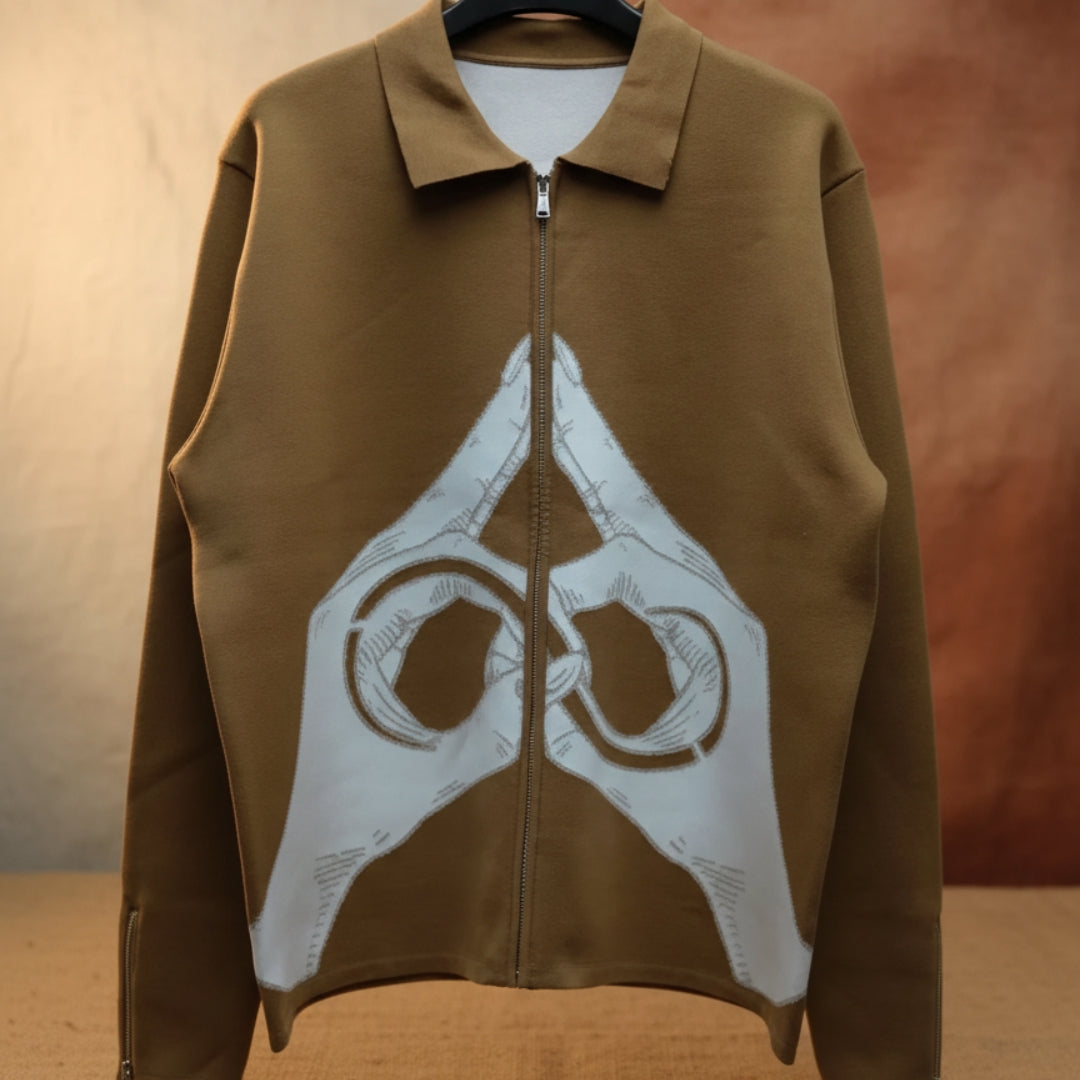 sand colour theta knitted cardigan 