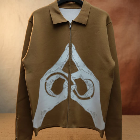 sand colour theta knitted cardigan 