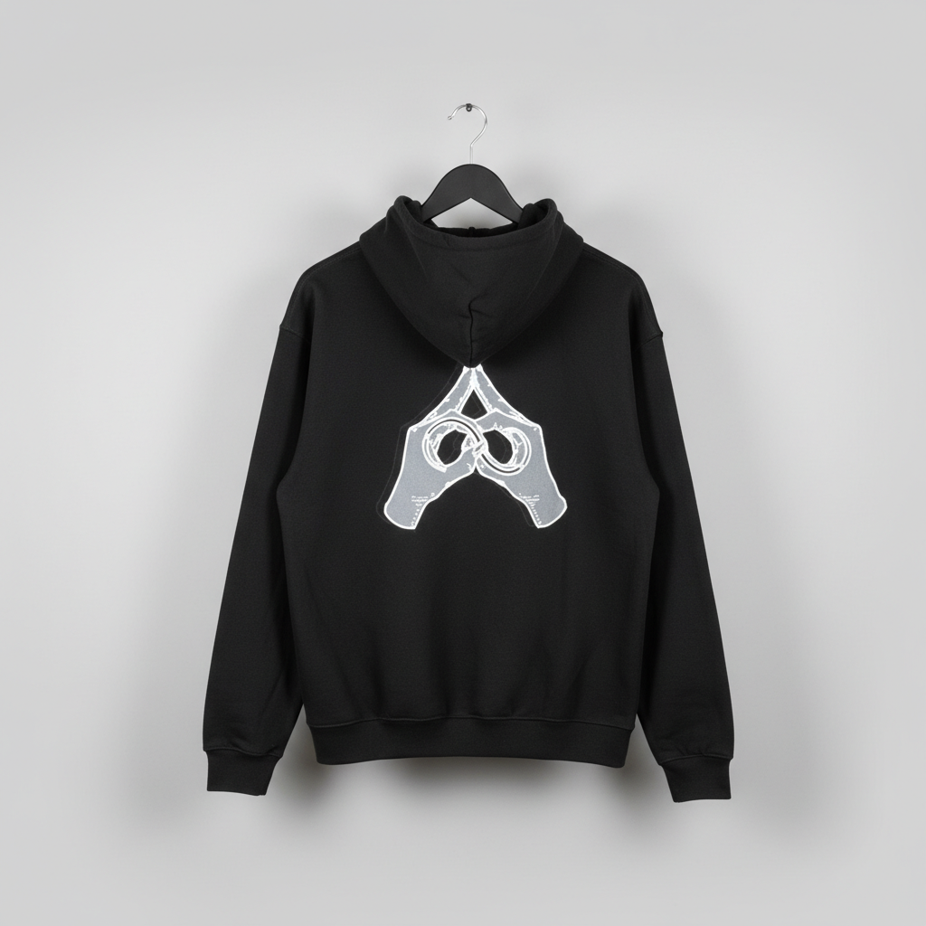 theta reflective chenille embroidered hoodie