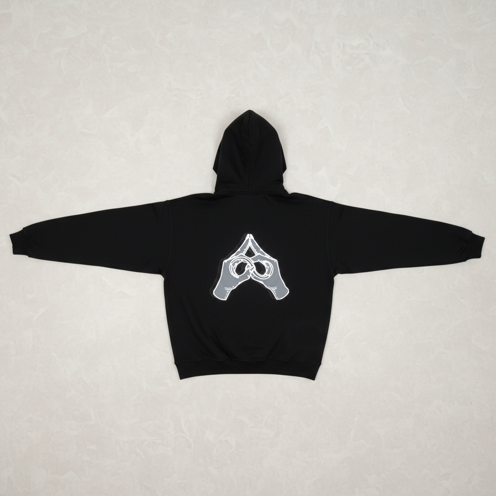 theta reflective chenille embroidered hoodie